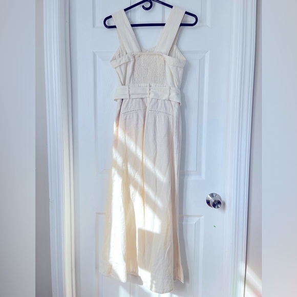 Anthropologie Cape Cod Linen Blend beige wide legs cropped Jumpsuit size 2 - Picture 5 of 10